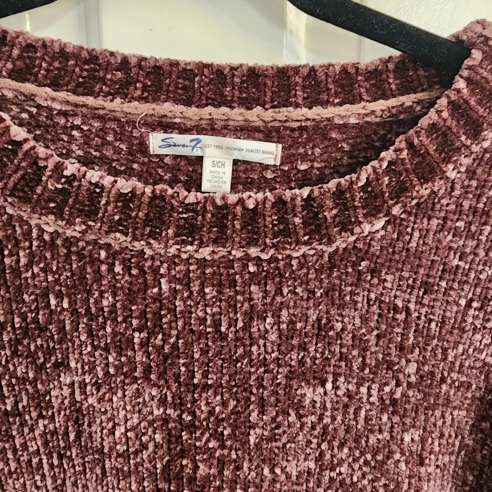 7 For All Man Kind Maroon Chenille Like Sweater Size Sm - Picture 4 of 7